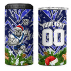 Personalised Bulldogs Rugby Christmas 4 in 1 Can Cooler Tumbler Santa Rugby Mascot - Pine Wreath Festive