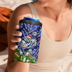 Personalised Bulldogs Rugby Christmas 4 in 1 Can Cooler Tumbler Santa Rugby Mascot - Pine Wreath Festive