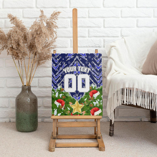 Personalised Bulldogs Rugby Christmas Canvas Wall Art Santa Rugby Mascot - Pine Wreath Festive