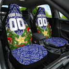 Personalised Bulldogs Rugby Christmas Car Seat Cover Santa Rugby Mascot - Pine Wreath Festive