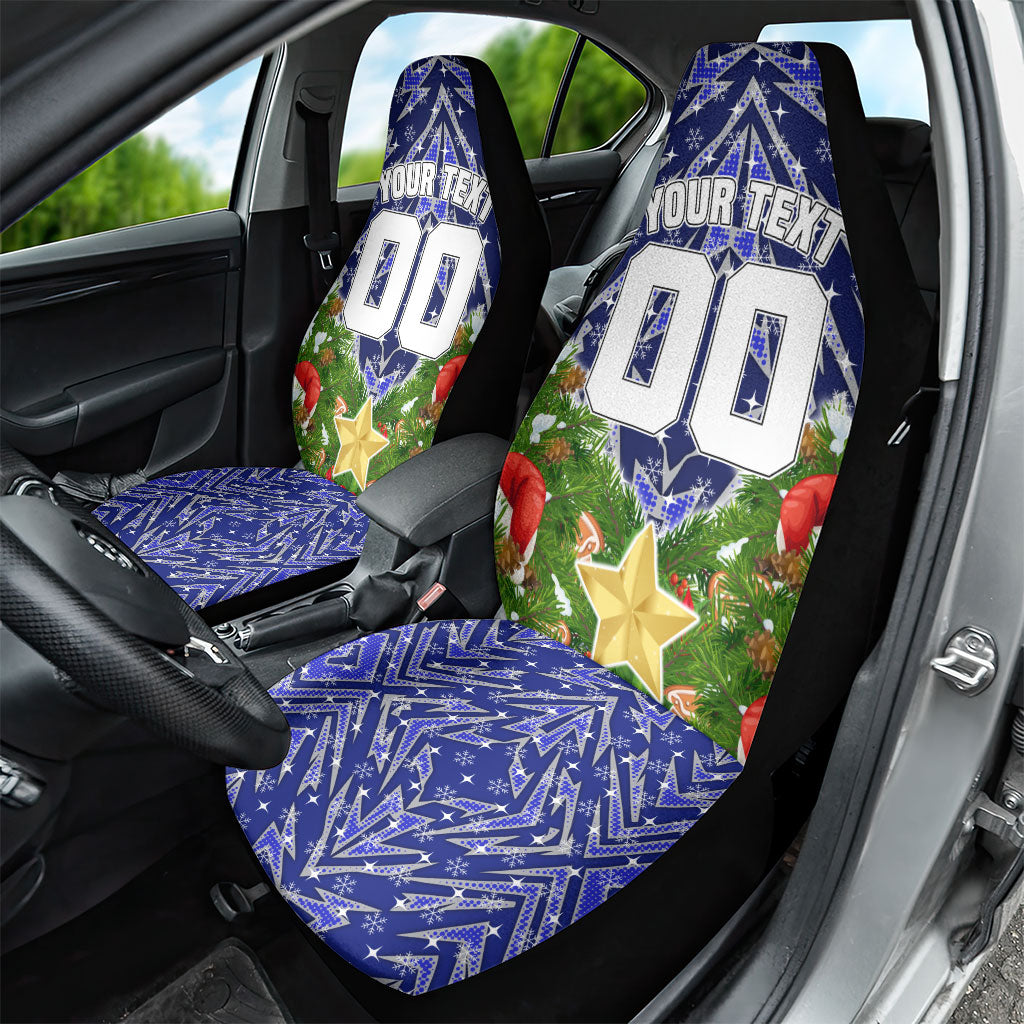 Personalised Bulldogs Rugby Christmas Car Seat Cover Santa Rugby Mascot - Pine Wreath Festive