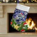 Bulldogs Rugby Christmas Stocking Santa Rugby Mascot - Pine Wreath Festive