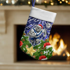 Bulldogs Rugby Christmas Stocking Santa Rugby Mascot - Pine Wreath Festive
