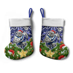 Bulldogs Rugby Christmas Stocking Santa Rugby Mascot - Pine Wreath Festive