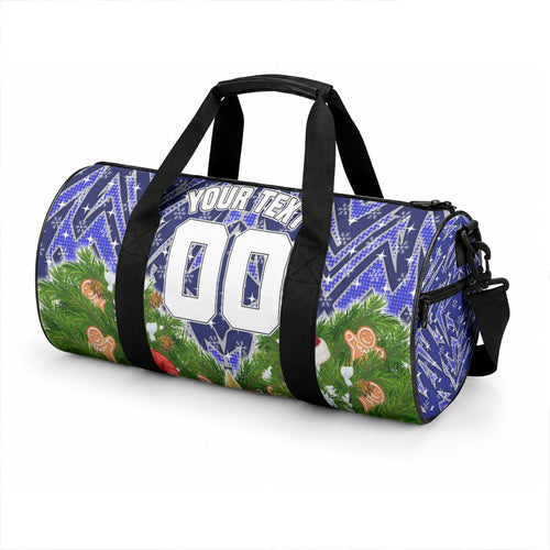 Personalised Bulldogs Rugby Christmas Duffle Bag Santa Rugby Mascot - Pine Wreath Festive