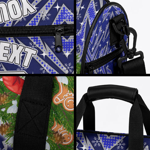Personalised Bulldogs Rugby Christmas Duffle Bag Santa Rugby Mascot - Pine Wreath Festive