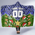 Personalised Bulldogs Rugby Christmas Hooded Blanket Santa Rugby Mascot - Pine Wreath Festive
