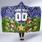 Personalised Bulldogs Rugby Christmas Hooded Blanket Santa Rugby Mascot - Pine Wreath Festive