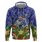 Personalised Bulldogs Rugby Christmas Hoodie Santa Rugby Mascot - Pine Wreath Festive