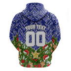 Personalised Bulldogs Rugby Christmas Hoodie Santa Rugby Mascot - Pine Wreath Festive