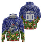 Personalised Bulldogs Rugby Christmas Hoodie Santa Rugby Mascot - Pine Wreath Festive
