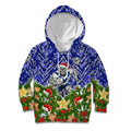 Personalised Bulldogs Rugby Christmas Kid Hoodie Santa Rugby Mascot - Pine Wreath Festive