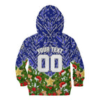 Personalised Bulldogs Rugby Christmas Kid Hoodie Santa Rugby Mascot - Pine Wreath Festive