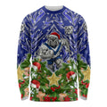 Personalised Bulldogs Rugby Christmas Long Sleeve Shirt Santa Rugby Mascot - Pine Wreath Festive