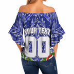 Personalised Bulldogs Rugby Christmas Off Shoulder Wrap Waist Top Santa Rugby Mascot - Pine Wreath Festive
