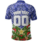 Personalised Bulldogs Rugby Christmas Polo Shirt Santa Rugby Mascot - Pine Wreath Festive
