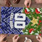 Personalised Bulldogs Rugby Christmas Puzzle Santa Rugby Mascot - Pine Wreath Festive
