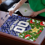Personalised Bulldogs Rugby Christmas Puzzle Santa Rugby Mascot - Pine Wreath Festive