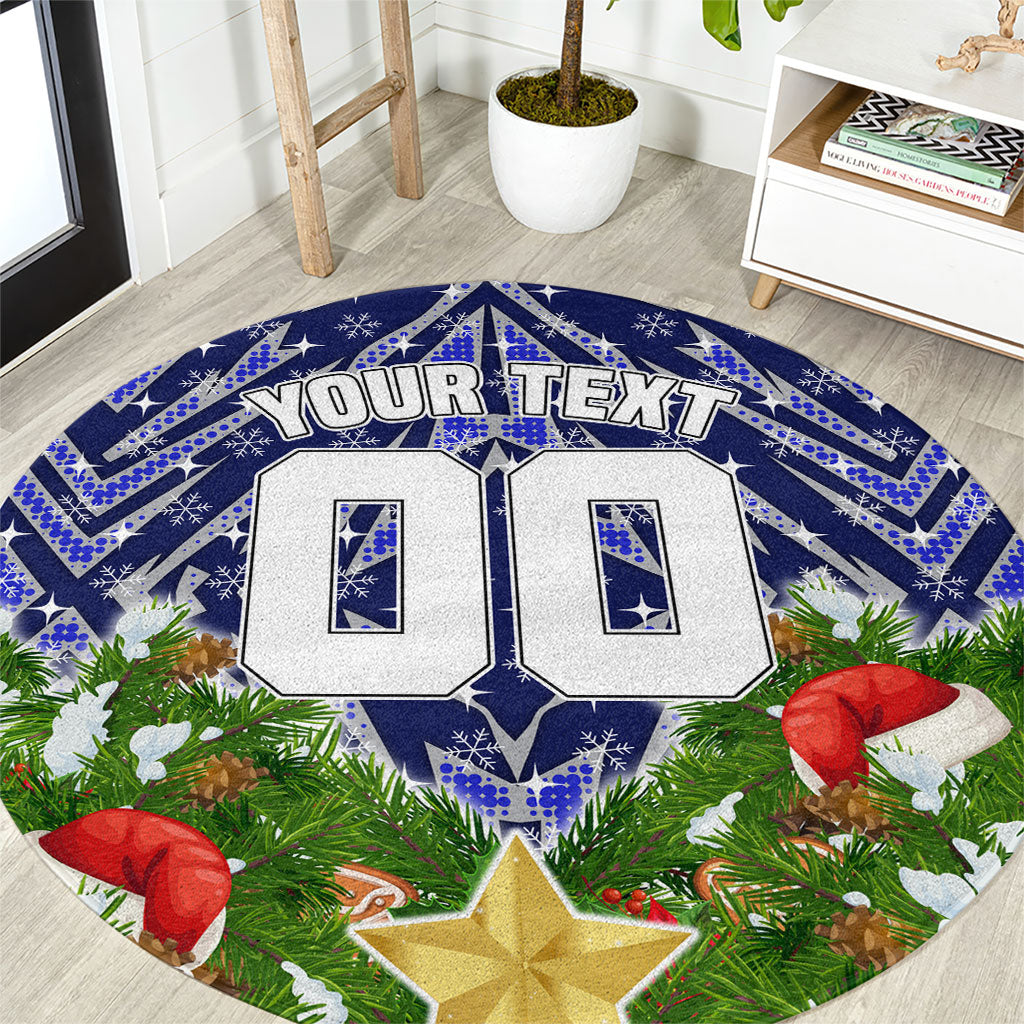 Personalised Bulldogs Rugby Christmas Round Carpet Santa Rugby Mascot - Pine Wreath Festive