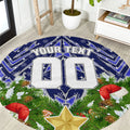 Personalised Bulldogs Rugby Christmas Round Carpet Santa Rugby Mascot - Pine Wreath Festive