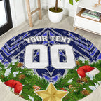 Personalised Bulldogs Rugby Christmas Round Carpet Santa Rugby Mascot - Pine Wreath Festive