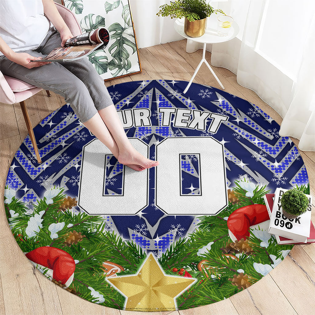 Personalised Bulldogs Rugby Christmas Round Carpet Santa Rugby Mascot - Pine Wreath Festive