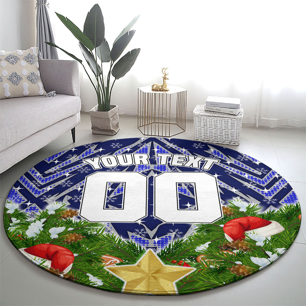 Personalised Bulldogs Rugby Christmas Round Carpet Santa Rugby Mascot - Pine Wreath Festive