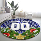 Personalised Bulldogs Rugby Christmas Round Carpet Santa Rugby Mascot - Pine Wreath Festive