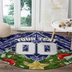 Personalised Bulldogs Rugby Christmas Round Carpet Santa Rugby Mascot - Pine Wreath Festive