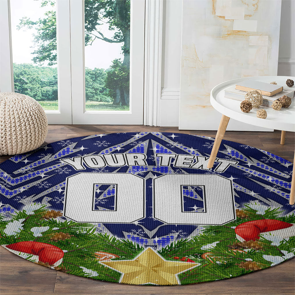 Personalised Bulldogs Rugby Christmas Round Carpet Santa Rugby Mascot - Pine Wreath Festive