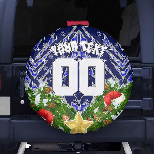 Personalised Bulldogs Rugby Christmas Spare Tire Cover Santa Rugby Mascot - Pine Wreath Festive