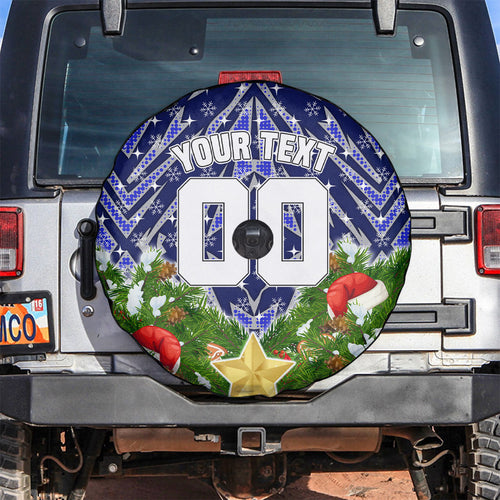 Personalised Bulldogs Rugby Christmas Spare Tire Cover Santa Rugby Mascot - Pine Wreath Festive