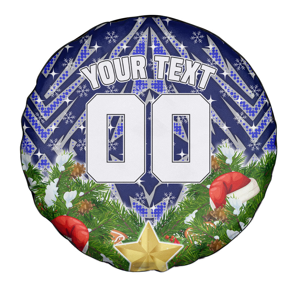Personalised Bulldogs Rugby Christmas Spare Tire Cover Santa Rugby Mascot - Pine Wreath Festive