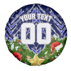 Personalised Bulldogs Rugby Christmas Spare Tire Cover Santa Rugby Mascot - Pine Wreath Festive