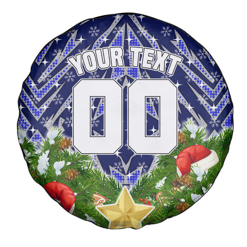 Personalised Bulldogs Rugby Christmas Spare Tire Cover Santa Rugby Mascot - Pine Wreath Festive