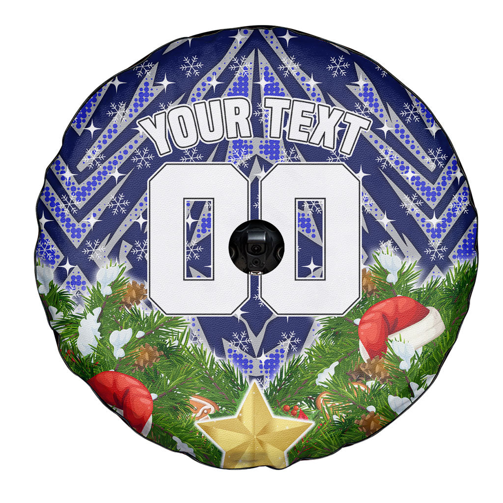 Personalised Bulldogs Rugby Christmas Spare Tire Cover Santa Rugby Mascot - Pine Wreath Festive