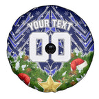 Personalised Bulldogs Rugby Christmas Spare Tire Cover Santa Rugby Mascot - Pine Wreath Festive