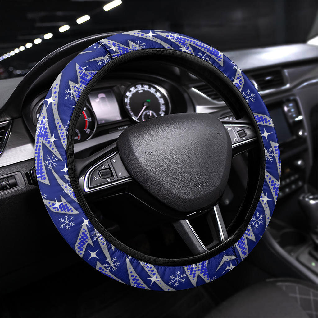 Bulldogs Rugby Christmas Steering Wheel Cover Santa Rugby Mascot - Pine Wreath Festive