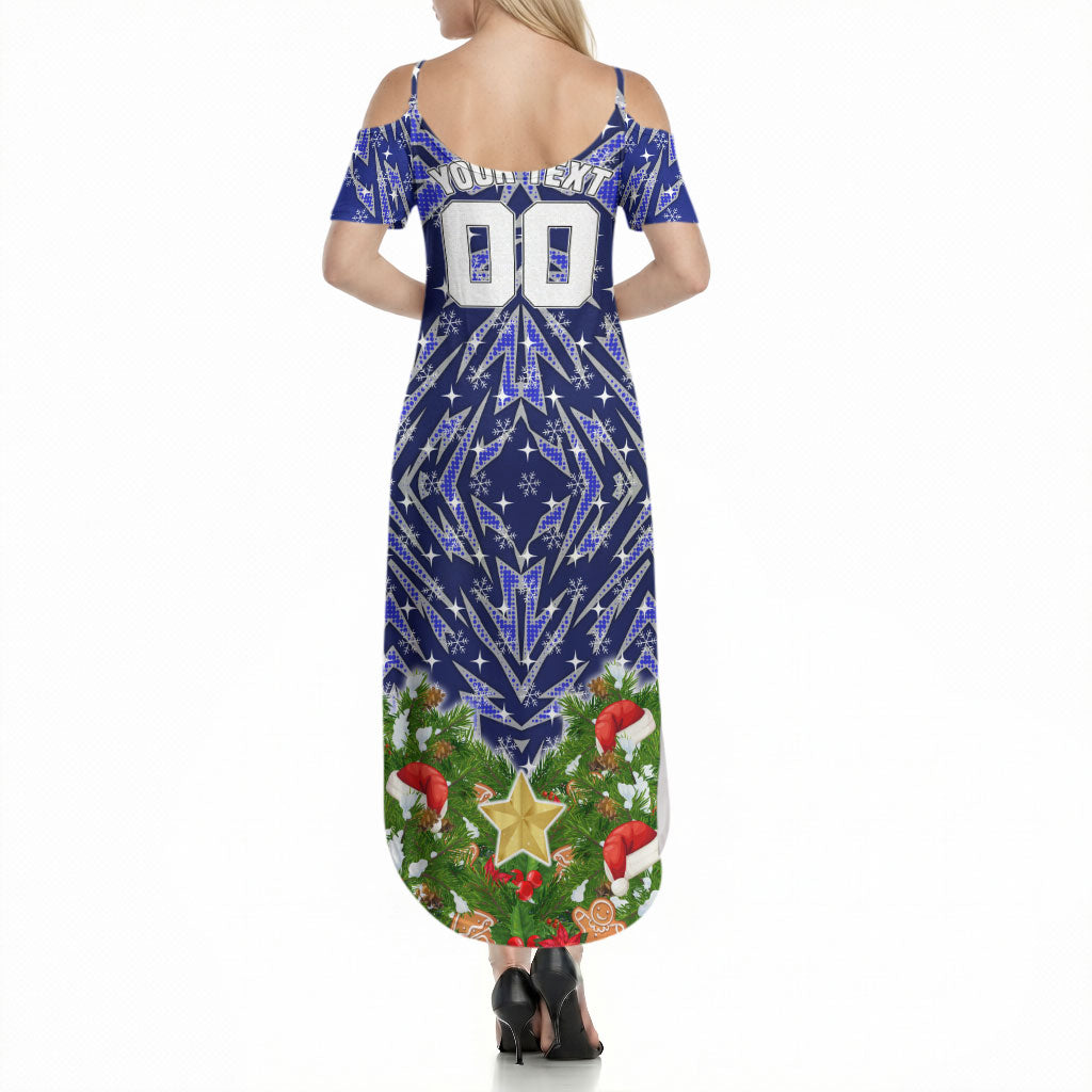 Personalised Bulldogs Rugby Christmas Summer Maxi Dress Santa Rugby Mascot - Pine Wreath Festive