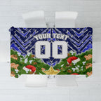 Personalised Bulldogs Rugby Christmas Tablecloth Santa Rugby Mascot - Pine Wreath Festive