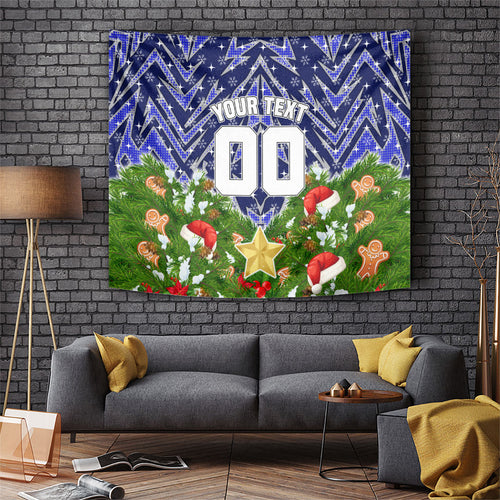 Personalised Bulldogs Rugby Christmas Tapestry Santa Rugby Mascot - Pine Wreath Festive
