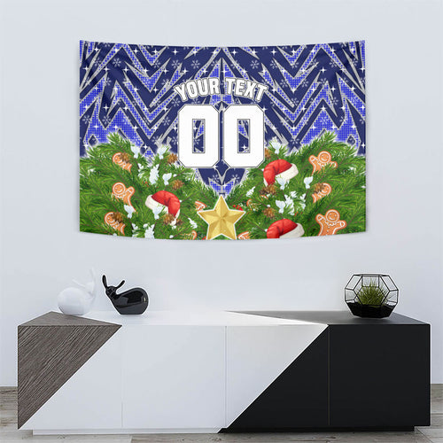 Personalised Bulldogs Rugby Christmas Tapestry Santa Rugby Mascot - Pine Wreath Festive