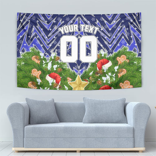 Personalised Bulldogs Rugby Christmas Tapestry Santa Rugby Mascot - Pine Wreath Festive