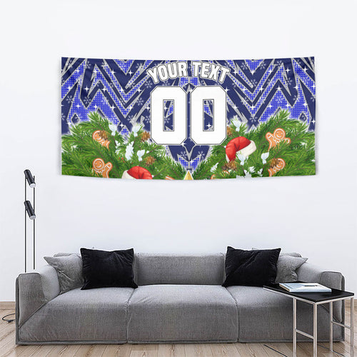 Personalised Bulldogs Rugby Christmas Tapestry Santa Rugby Mascot - Pine Wreath Festive