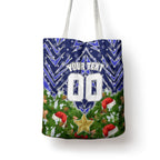 Personalised Bulldogs Rugby Christmas Tote Bag Santa Rugby Mascot - Pine Wreath Festive