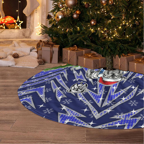 Bulldogs Rugby Christmas Tree Skirt Santa Rugby Mascot - Pine Wreath Festive