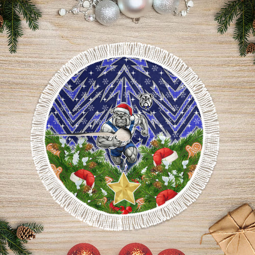 Bulldogs Rugby Christmas Tree Skirt Santa Rugby Mascot - Pine Wreath Festive