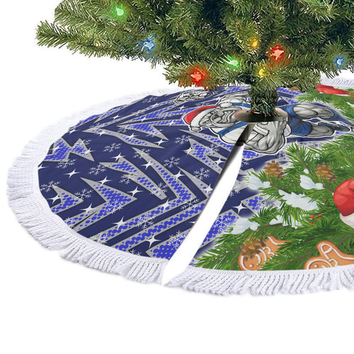 Bulldogs Rugby Christmas Tree Skirt Santa Rugby Mascot - Pine Wreath Festive