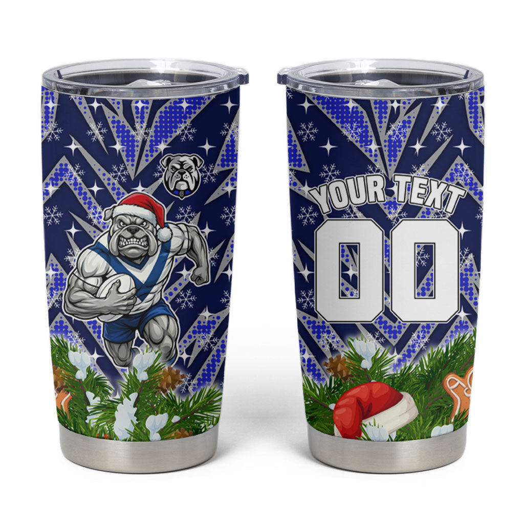 Personalised Bulldogs Rugby Christmas Tumbler Cup Santa Rugby Mascot - Pine Wreath Festive