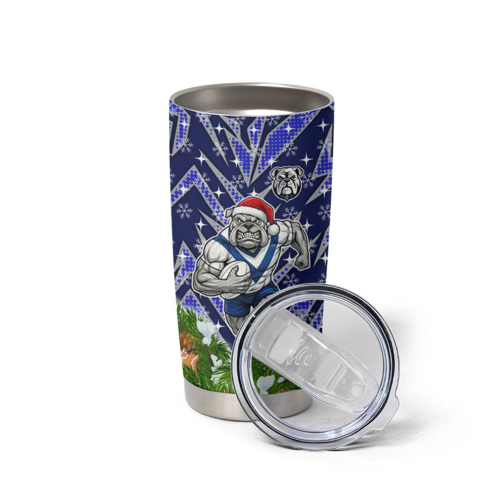 Personalised Bulldogs Rugby Christmas Tumbler Cup Santa Rugby Mascot - Pine Wreath Festive